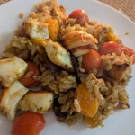 Orzo halloumi bake